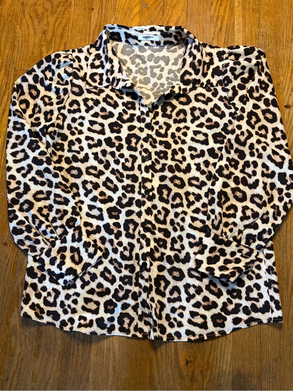 Zeagoo Leopard Print Button-Down Blouse